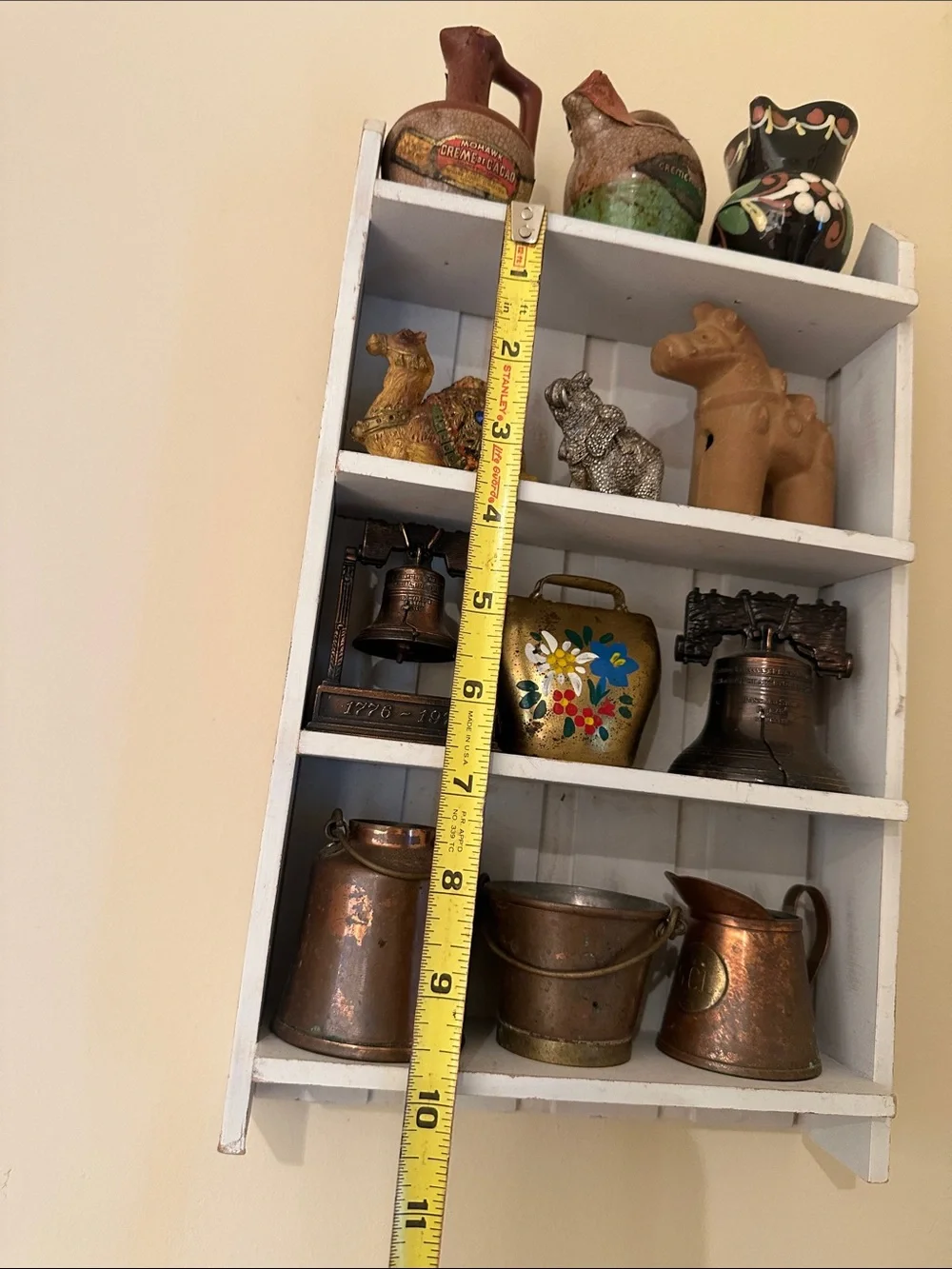 Vintage Trinket shelf Display with miniatures